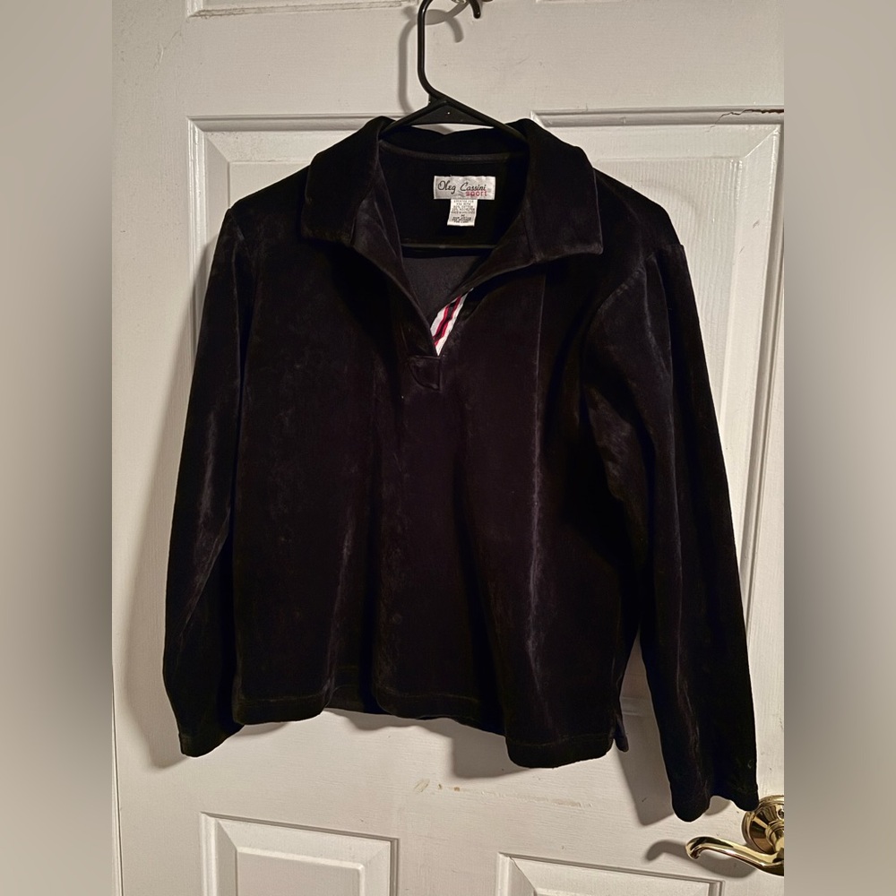 Vintage Oleg Cassini Sport Black Velvet Sweater